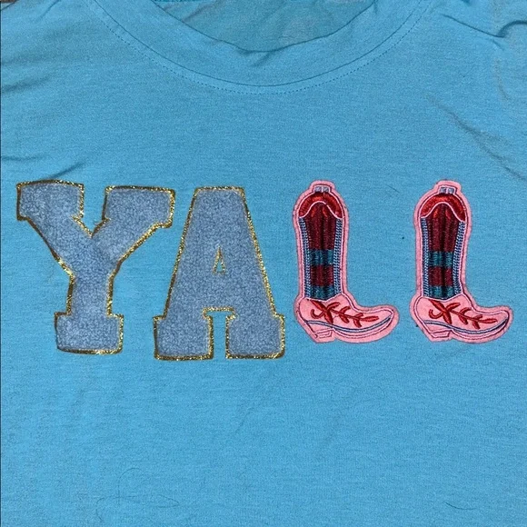 Light Blue Women's Tee with Embroidered Design - Picture 4 of 8